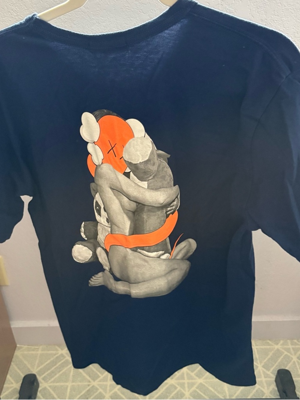 ORIGINAL FAKE sz 3 US sz M Navy Blue Pocket Tee Tshirt Medicom Toy KAWS Bendy